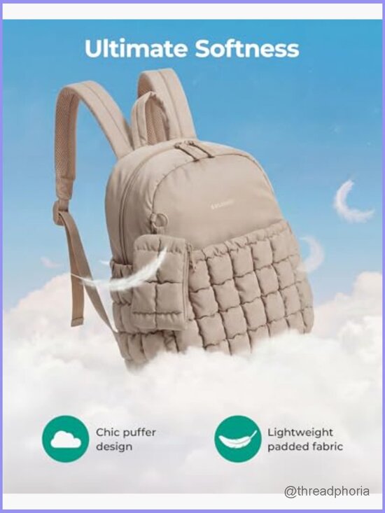 Mini Backpack with Detachable Pouch, Quilted Daypack Set main image 2